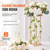 4PCS Gold Metal Column Wedding Flower Stand, 23.6inch High With Metal Laminate, Vase Geometric Centerpiece Stands, Cylindrical Floral Display Rack for Events Reception, Party Road Leads
